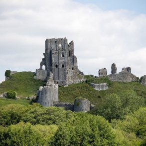 Castle ruins on a green hill