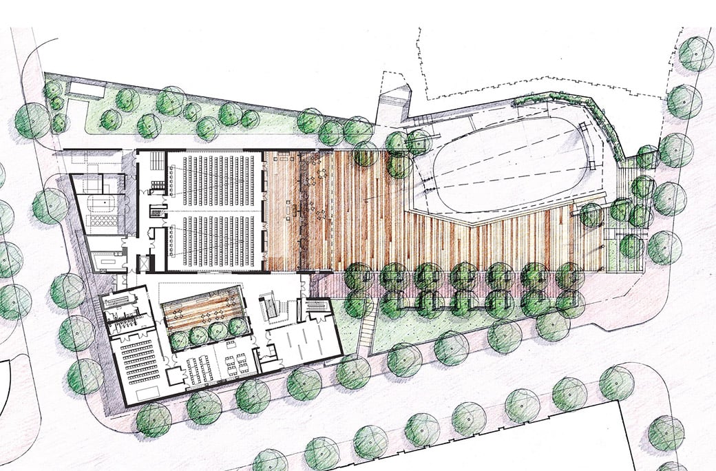 Rendering and site map for Veterans' Plaza