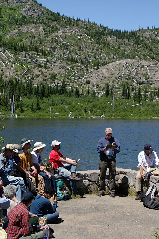 Reading poetry at Meta Lake