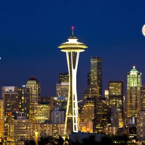 Seattle skyline at night