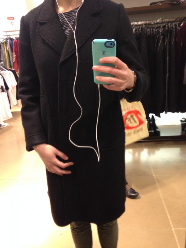 Selfie in Zara with black coat