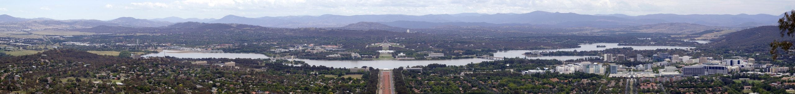 Lake Burley Griffin and Parliament House from Mt. Ainslie