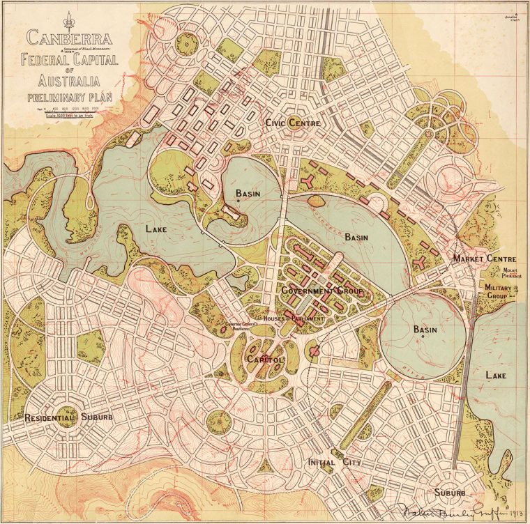 Preliminary plan of Canberra by Walter Burley Griffin