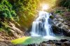 Waterfall with glowing light