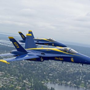 Two Blue Angels jets over Seattle