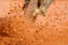 Dirt bike tire and flying mud