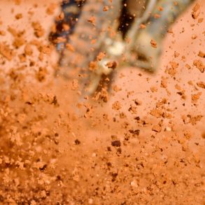 Dirt bike tire and flying mud