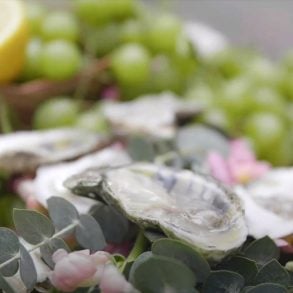 Oysters on the half shell (with grapes)