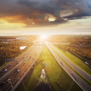 Sunset over highway in Central Florida