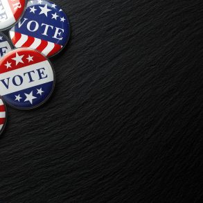 Vote buttons against a black background