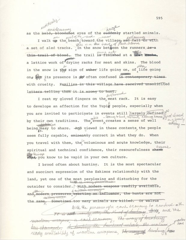 Early draft of Arctic Dreams epilogue