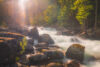 Creek and boulders in soft afternoon light