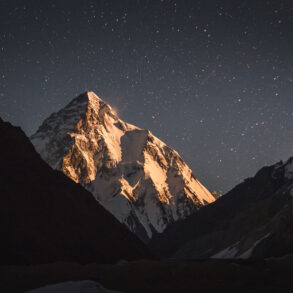 K2 in evening light, with stars