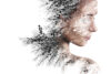 Woman/crow double exposure