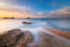 Rocky coast with time lapse waves