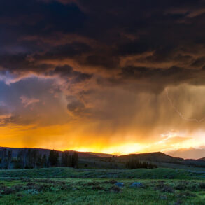 Sunset storm over mountains