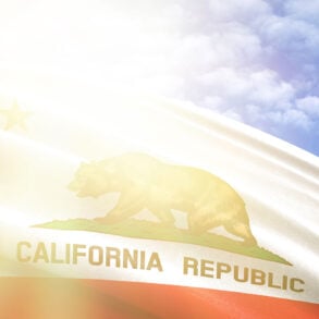 Backlit Stage of California flag