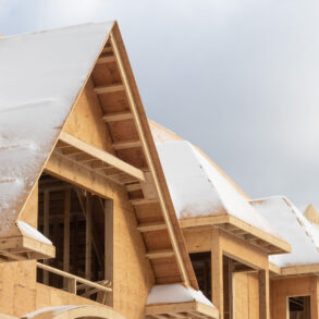 Snow on new home construction