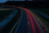 Taillights on curve at night