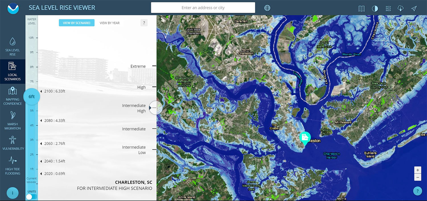 Screenshot: NOAA Sea Level Rise Viewer