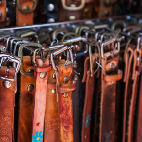 Belts at a market