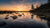 Lake with ripples at sunset
