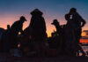Silhouette of people at beach in Viet Nam