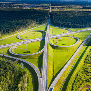 interstate interchange aerial view