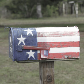 Mailbox painted like American flag