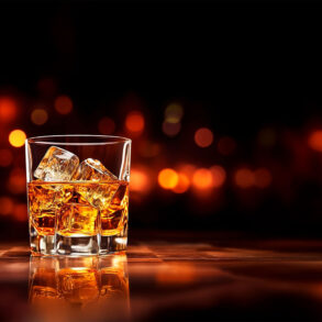 Glass of whisky with low lights