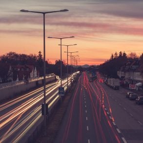 Urban highway in the evening