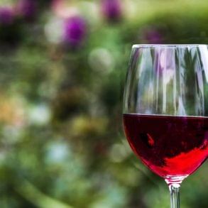 Glass of red wine outside